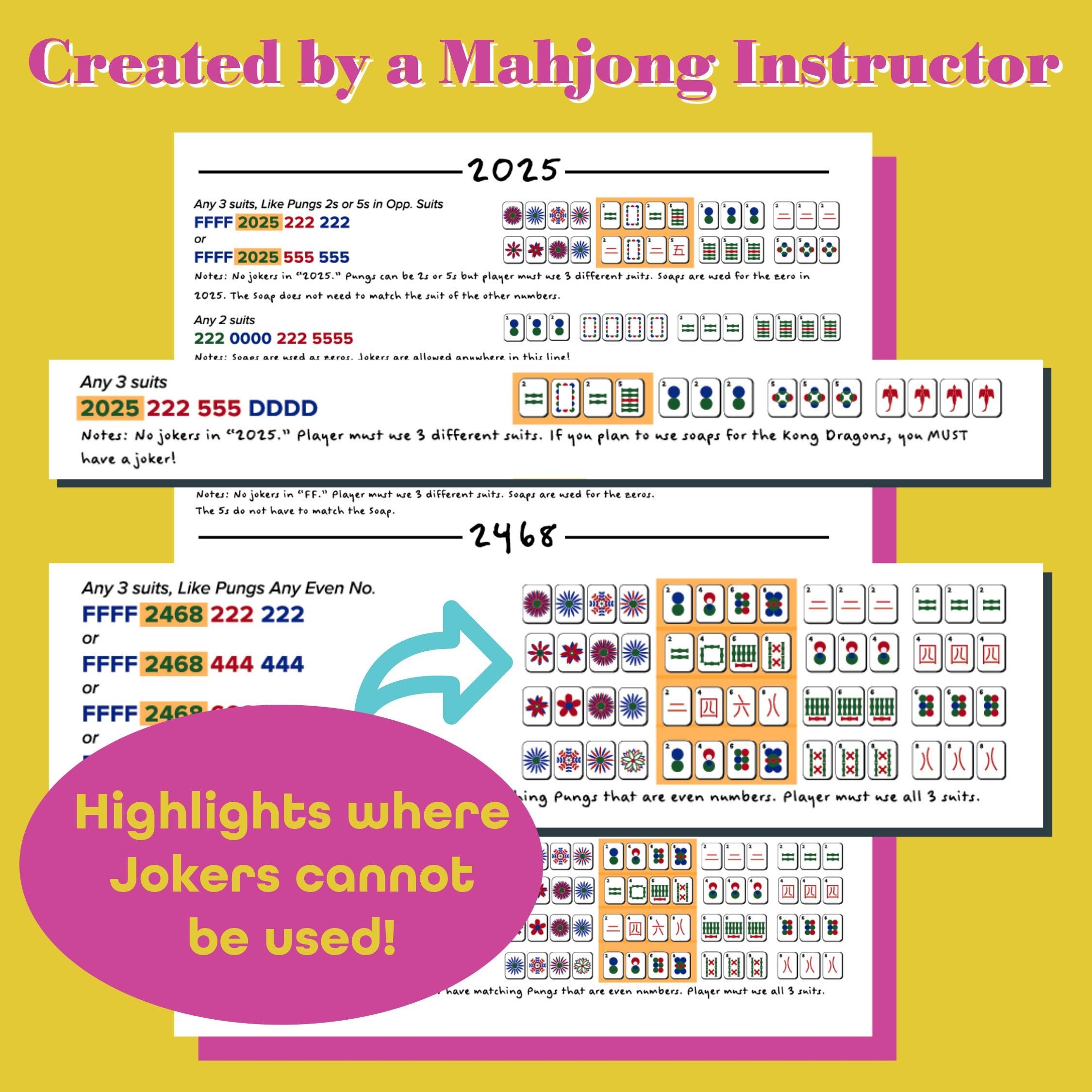 Buy 2025 Mahjong Card Guide NMJL Cheat Sheet For Beginners PDF Download Online In India Etsy