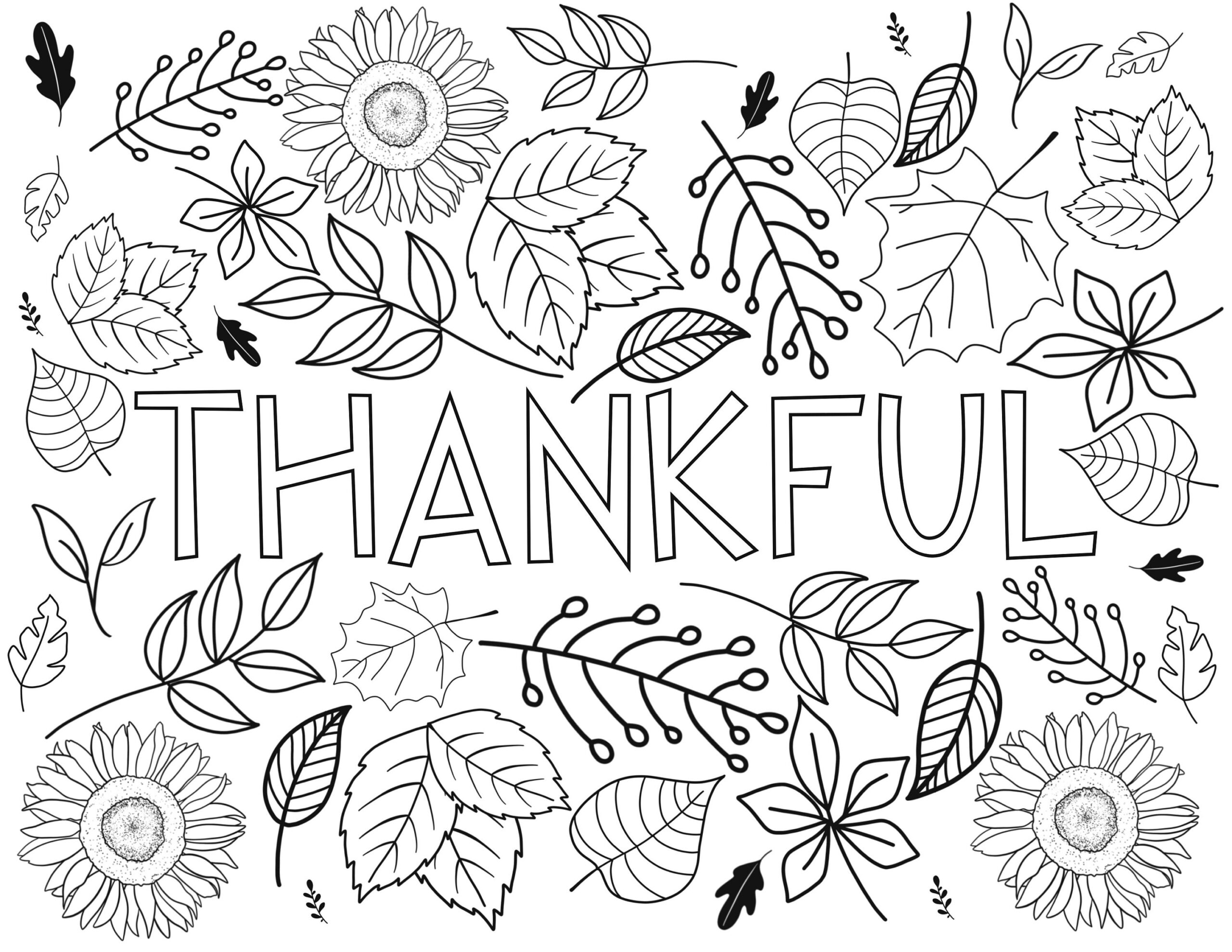 Buy Fall Coloring Page Thankful Leaves Sunflowers PDF Download Online In India Etsy