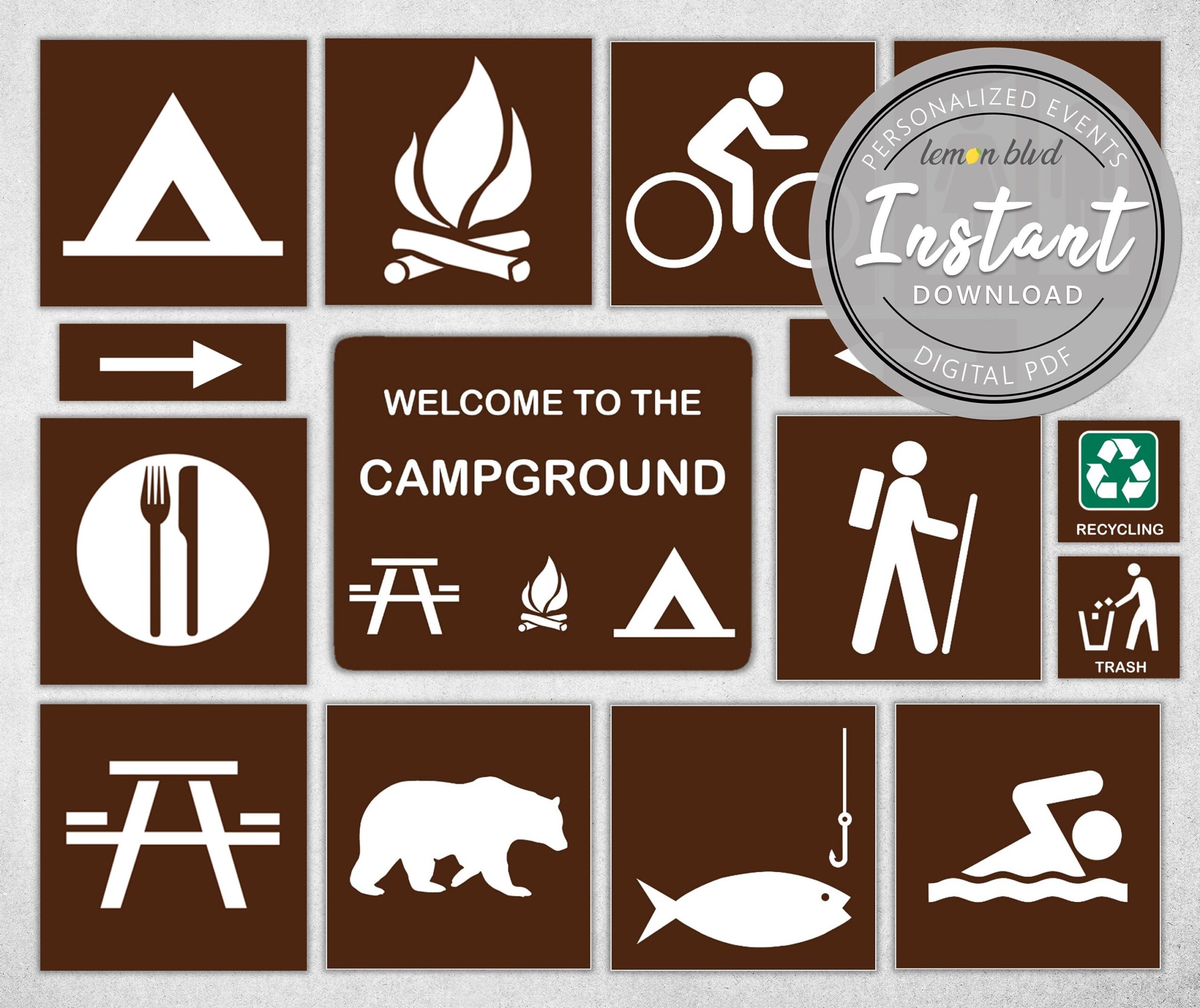 Campground Signs Camping Party Printables Instant Digital Download Camping Party Pack Camping Party Decorations Camping Signs Etsy