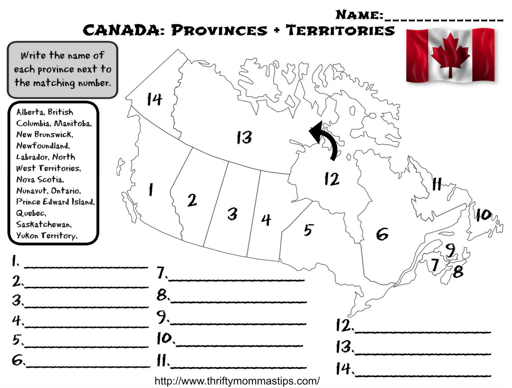 printable map canada