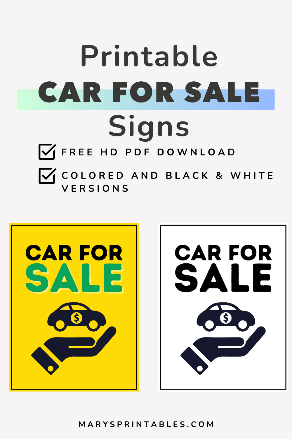 vehicle for sale sign printable
