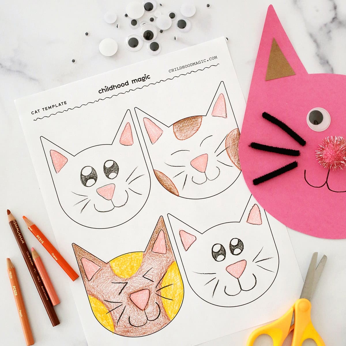 Cat Template Printable Coloring Page Childhood Magic
