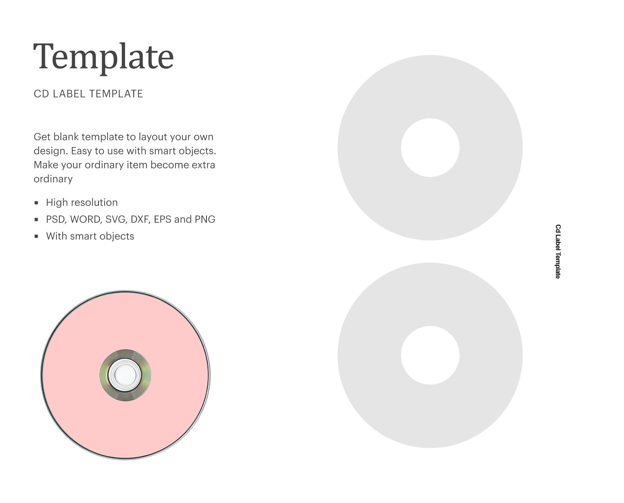 CD Label Template DVD Blank Label Template CD Blank Label Template Cricut Silhouette Silhouette Studio Paper Size Letter Etsy