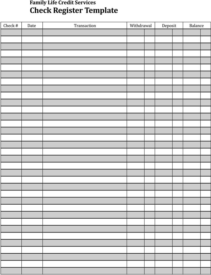 free printable check register template