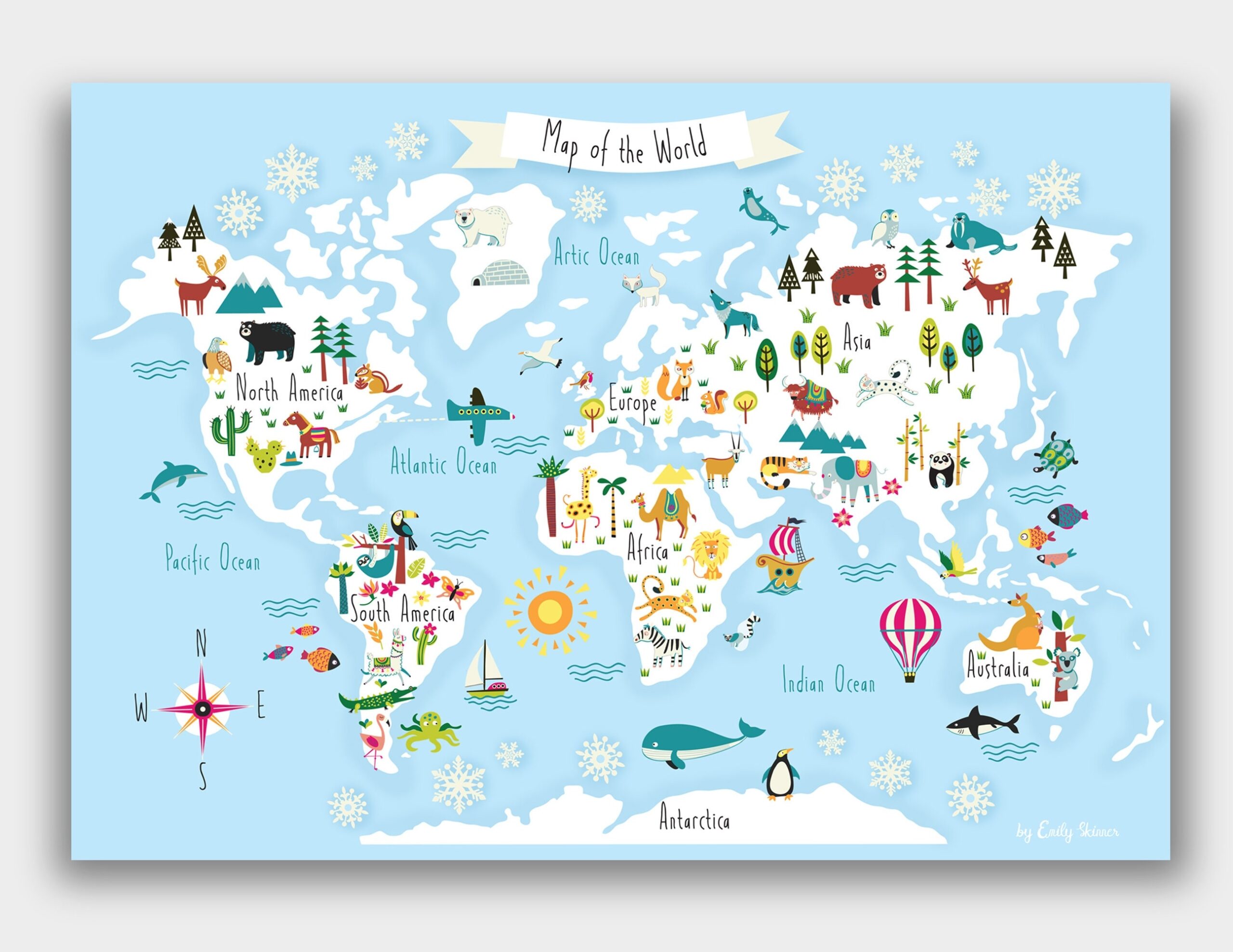 Children s World Map Art Print Educational Nursery Decor digital Download Etsy