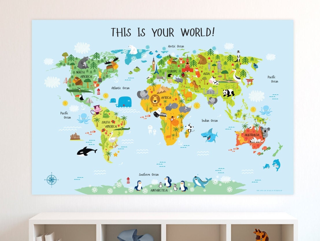 printable childrens world map