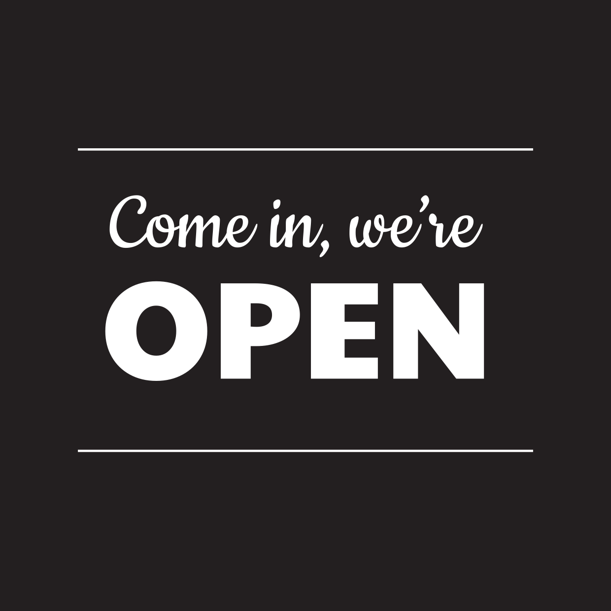Classic Black And White Open Sign Template Square Signs