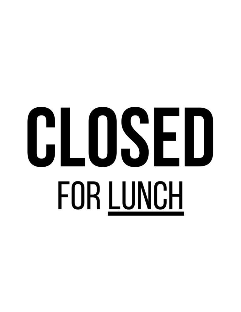 Closed Sign Template Lunch Download Printable PDF Templateroller