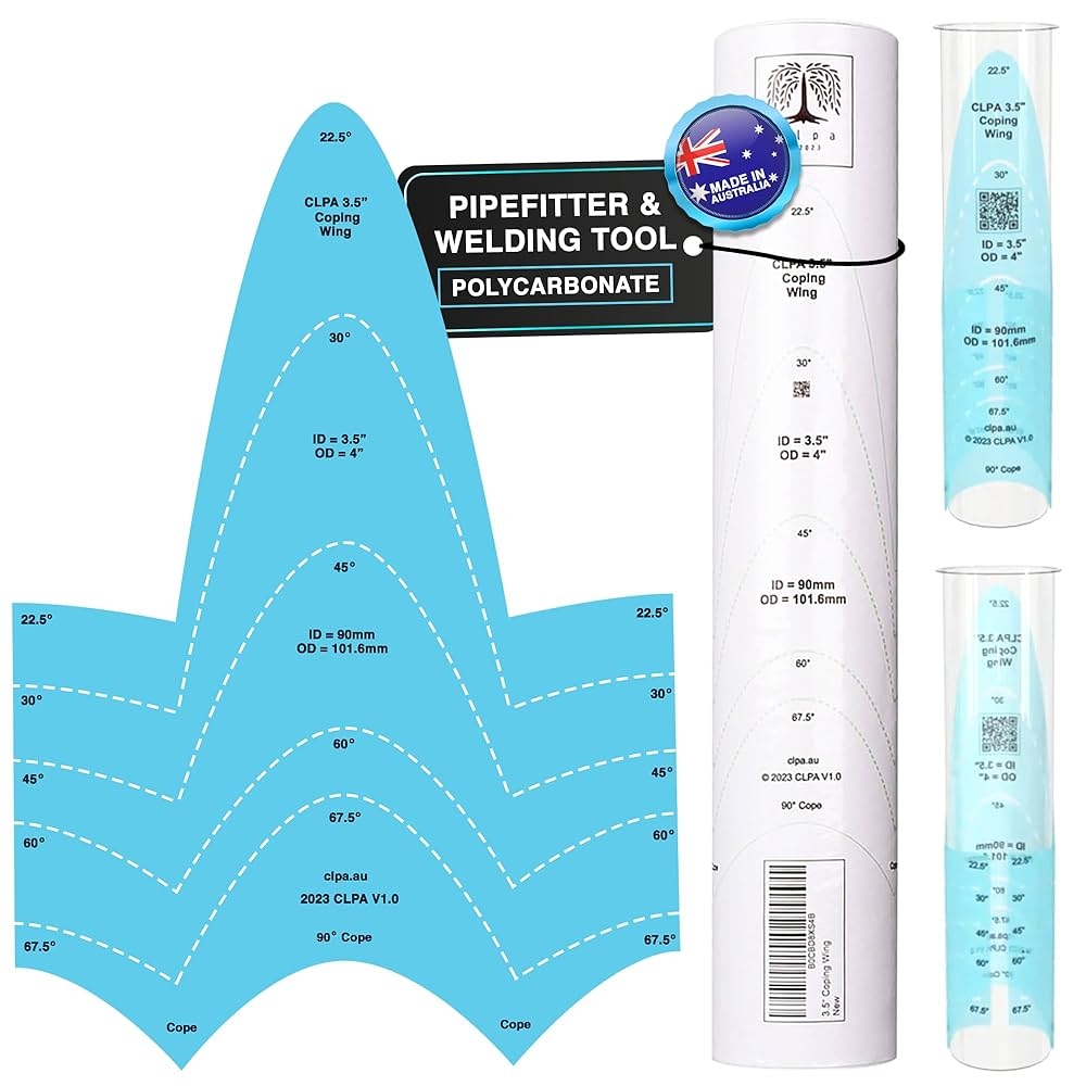 CLPA 3 5 Coping Wing Master Ultimate Pipefitter And Welding Tool Precision Pipe Saddle Template Notcher Cutting Guide Ideal For Pipe Fitting Marking Coping Pipes From 22 5 To 90 Degrees Amazon