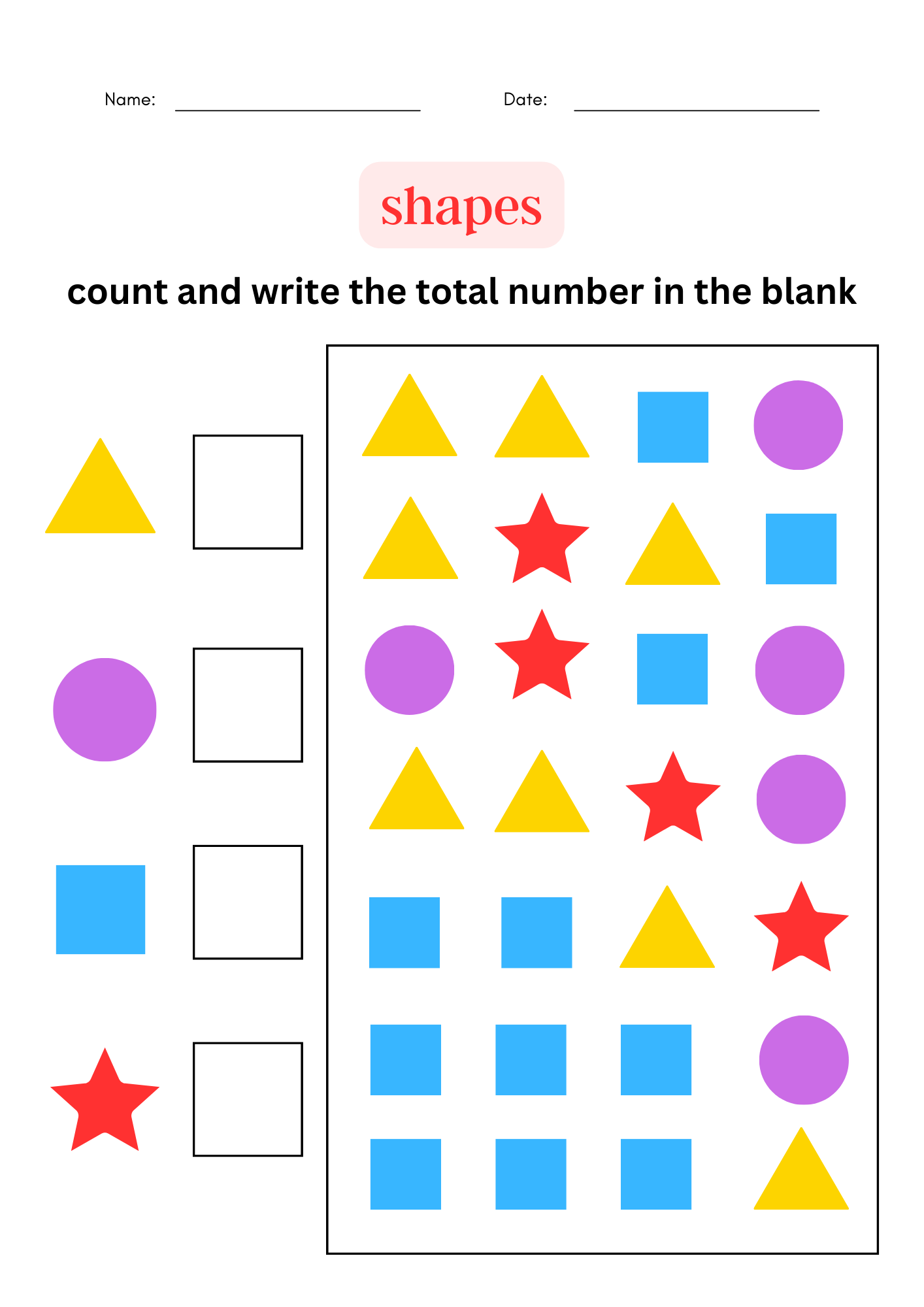 printable shapes worksheets