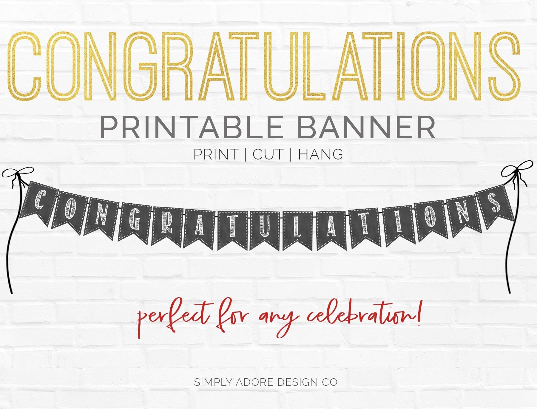 Congratulations Banner DIY Printable Decoration Instant Download Etsy Israel