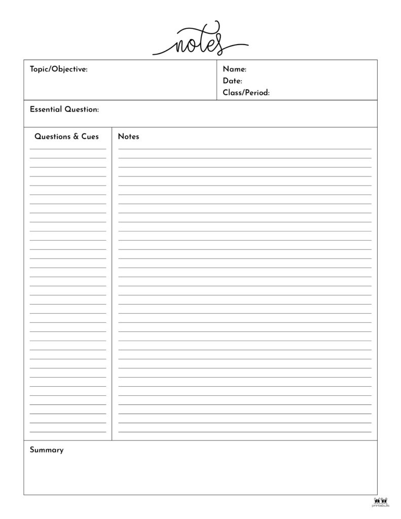 Cornell Notes Templates 15 FREE Printables Printabulls Cornell Notes Templates 15 FREE Printables Printabulls