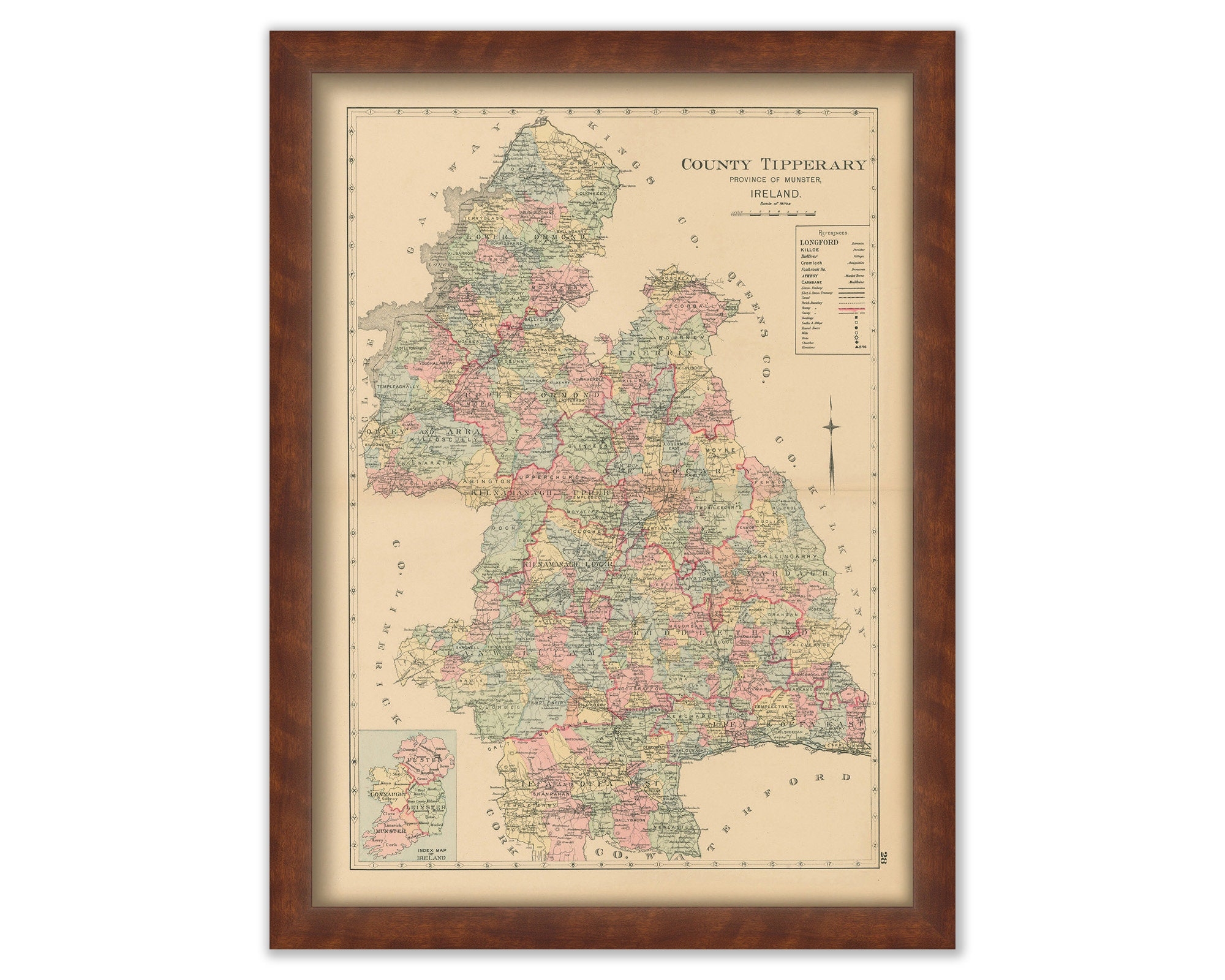 COUNTY TIPPERARY Ireland 1901 Map Replica Or Genuine Original Etsy