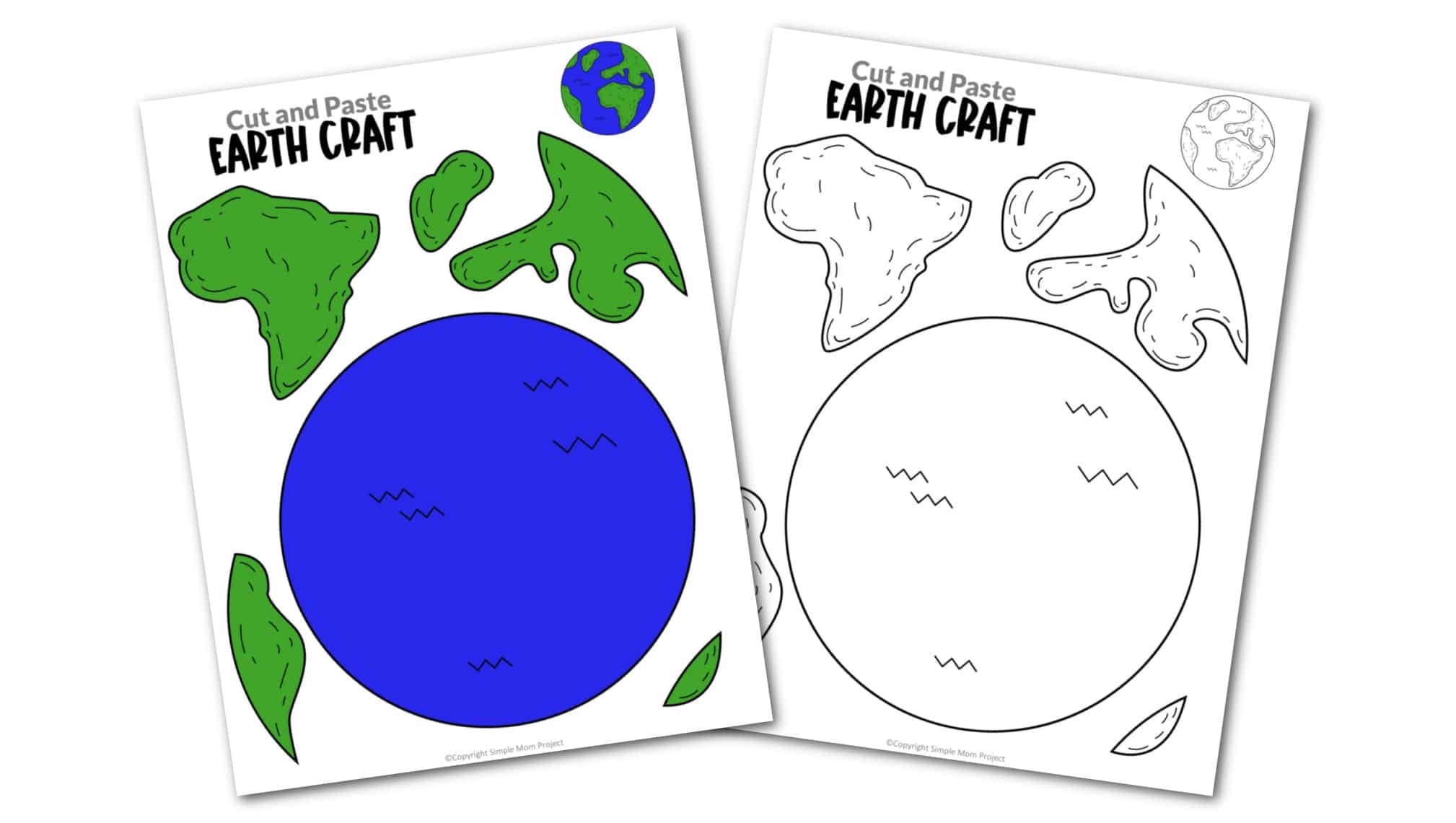Cut And Paste Earth Craft With Earth Template Simple Mom Project