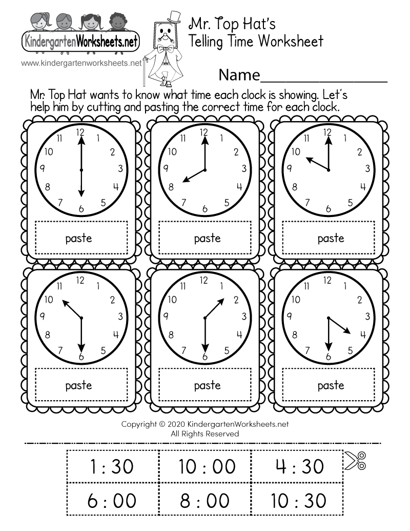 Cut and Paste Time Worksheet Free Printable Digital PDF