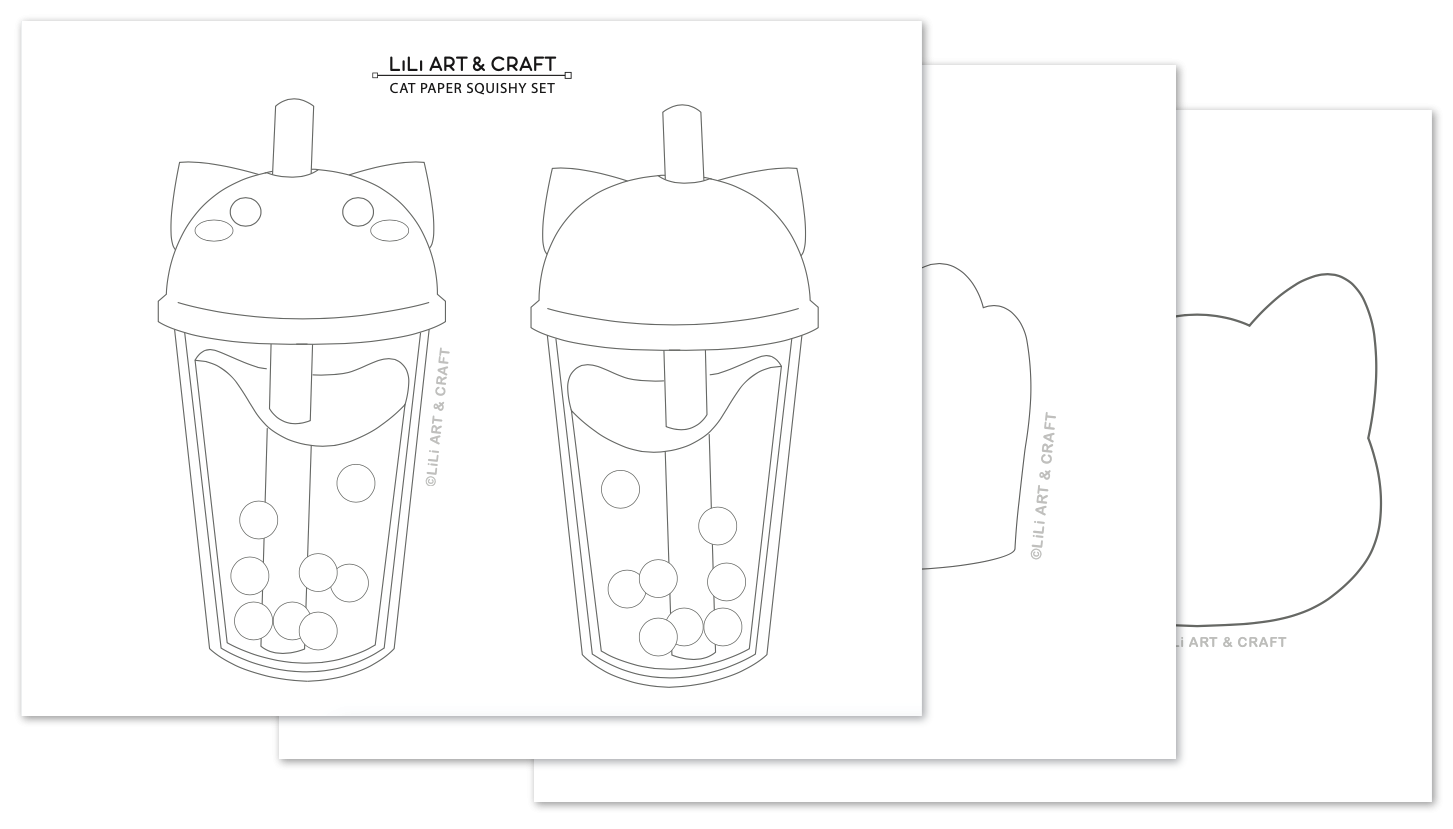 Cute Cat Paper Squishy Set LiLi Art Craft