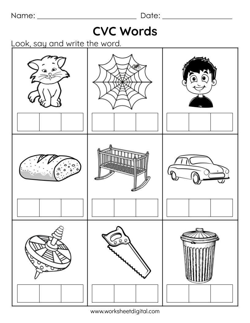 cvc printable worksheets for kindergarten