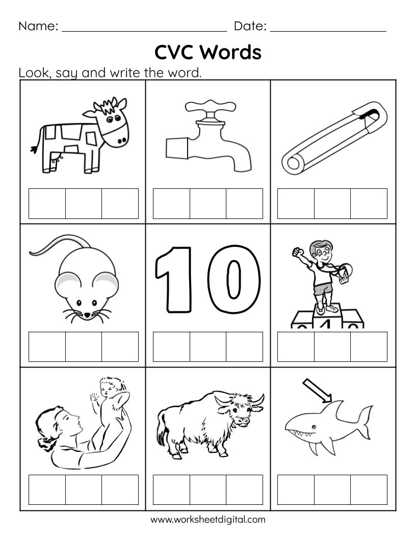 cvc words worksheets free printable