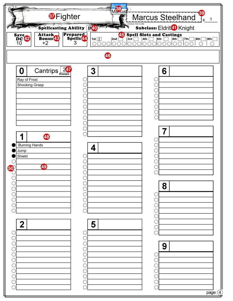 D D 5 5 Character Sheet Fillable And Auto Calculating Dungeon Master Assistance