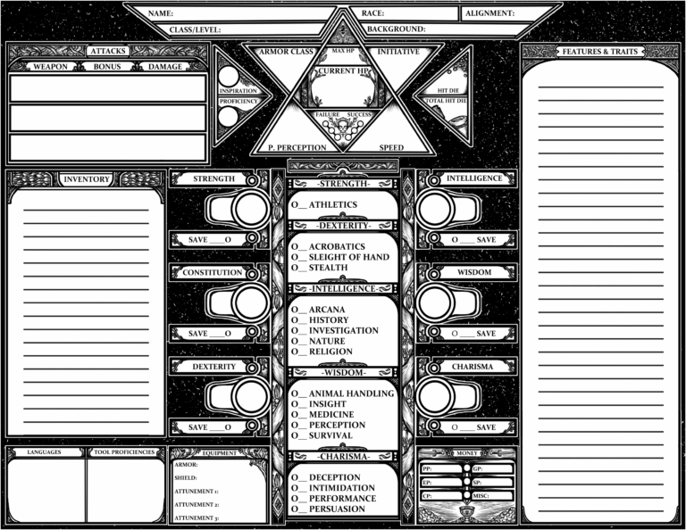 D D 5e Woodblock Print Styled Character Sheet By Laplace Atelier