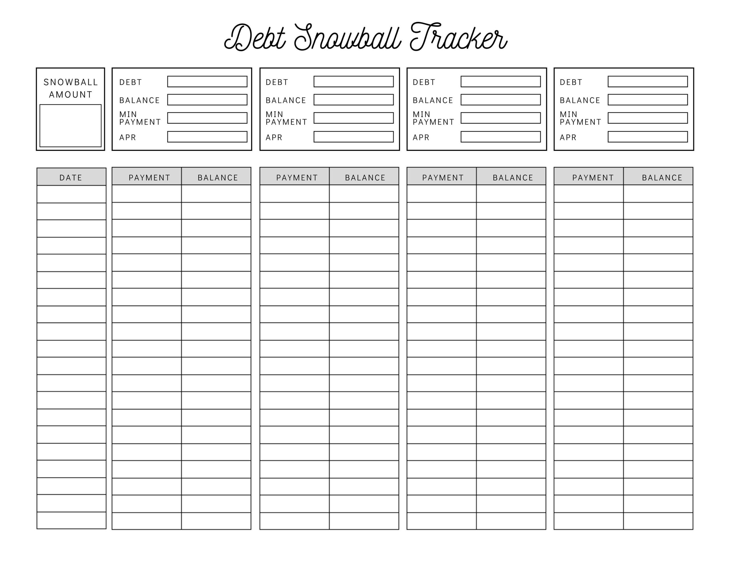 free printable debt snowball worksheet