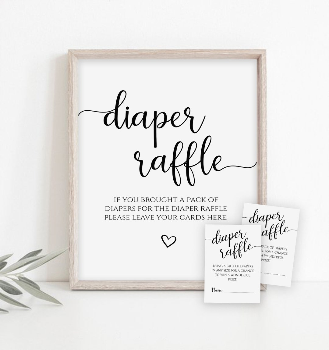 Diaper Raffle Cards Baby Shower Game Printable Diaper Raffle Sign Diaper Raffle Cards Printable Diaper Raffle Ticket Modern Rustic Etsy