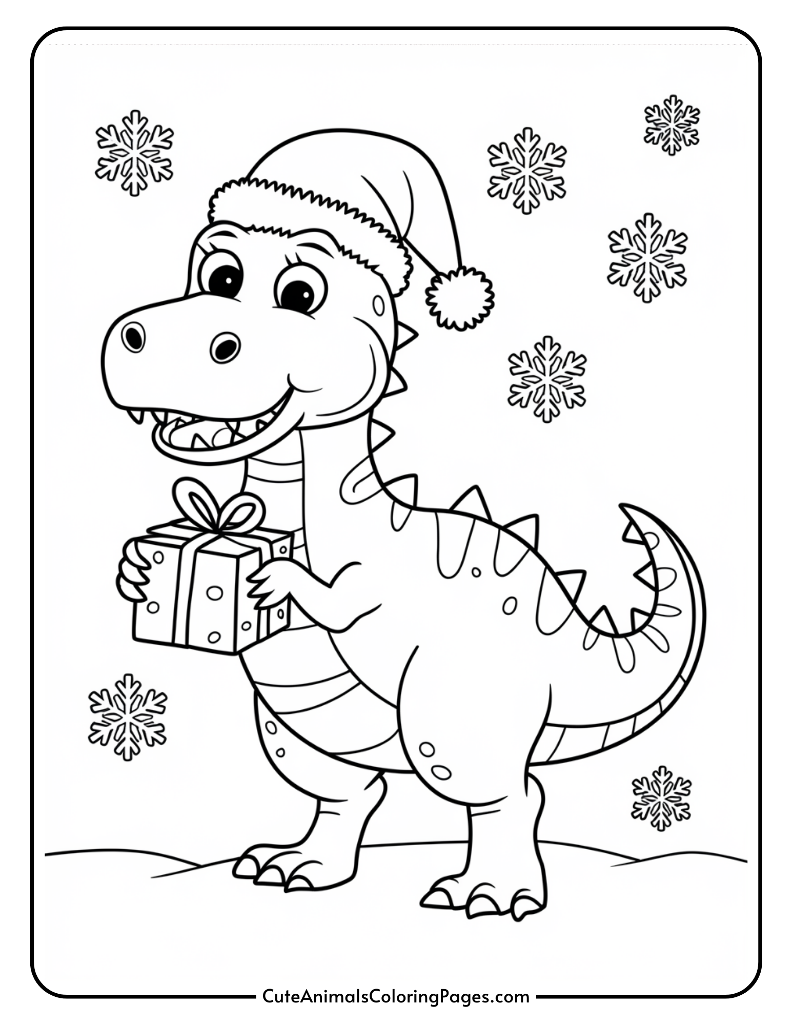 Dinosaur Christmas Coloring Pages 8 Free Printables Cute Animals Coloring Pages