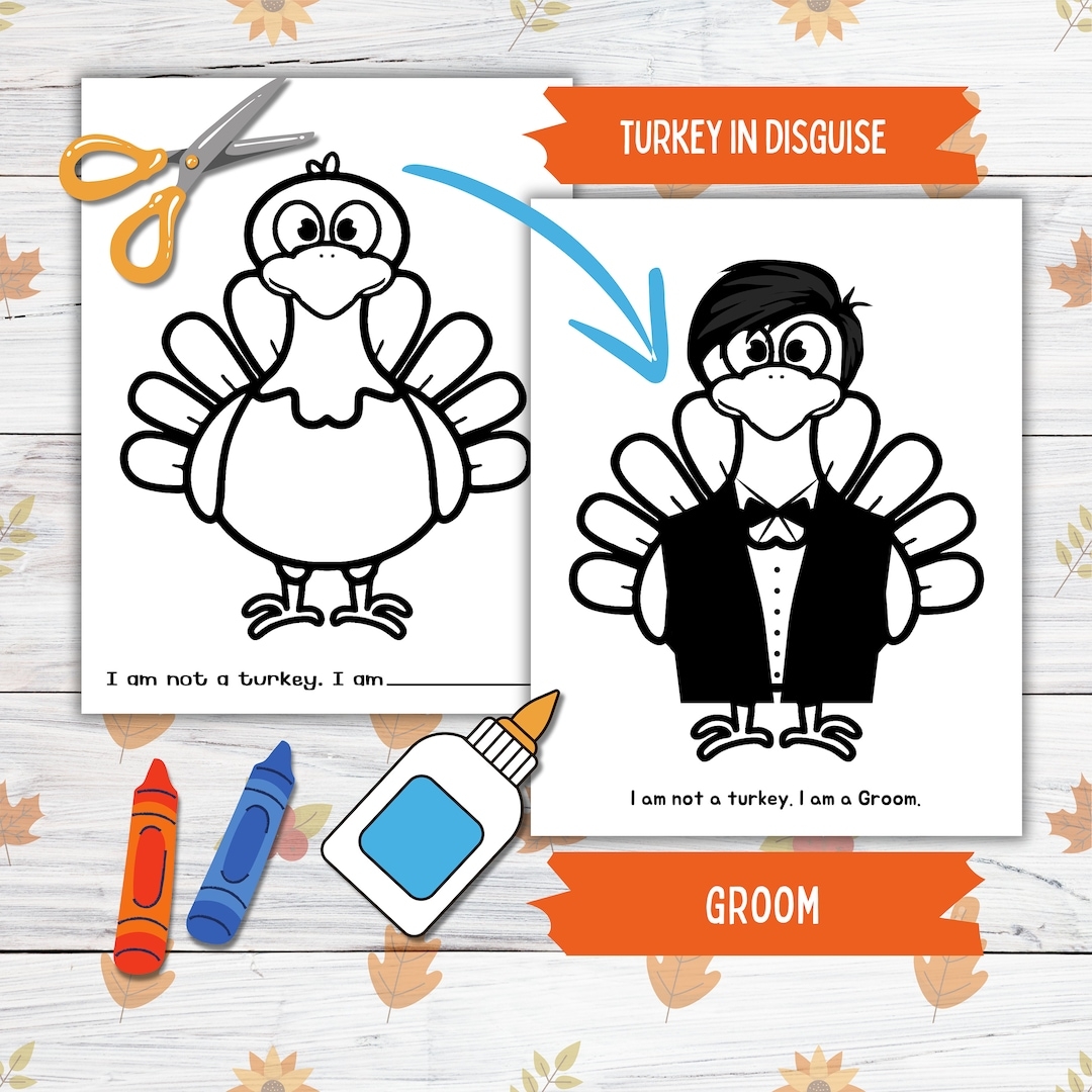 Disguise A Turkey Thanksgiving Printable Crafts For Kids And Toddlers Groom Turkey In Disguise Turkey Paper Doll Clothes Printable Crafts Etsy