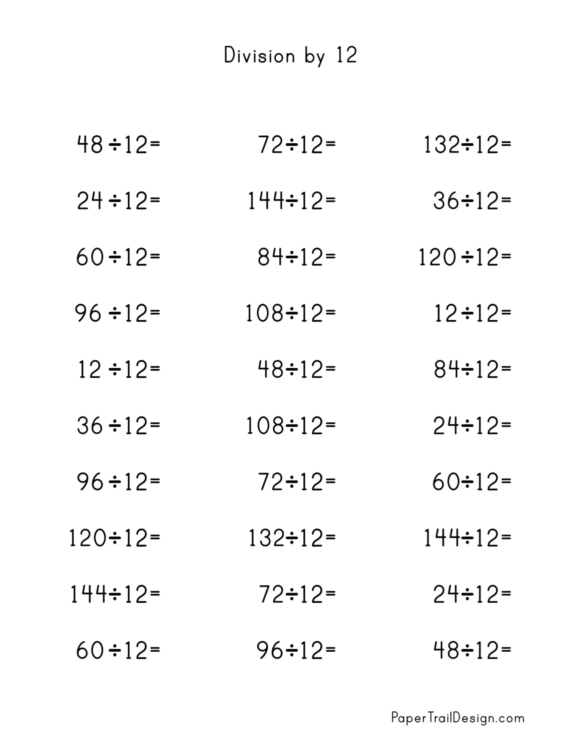 printable division sheets