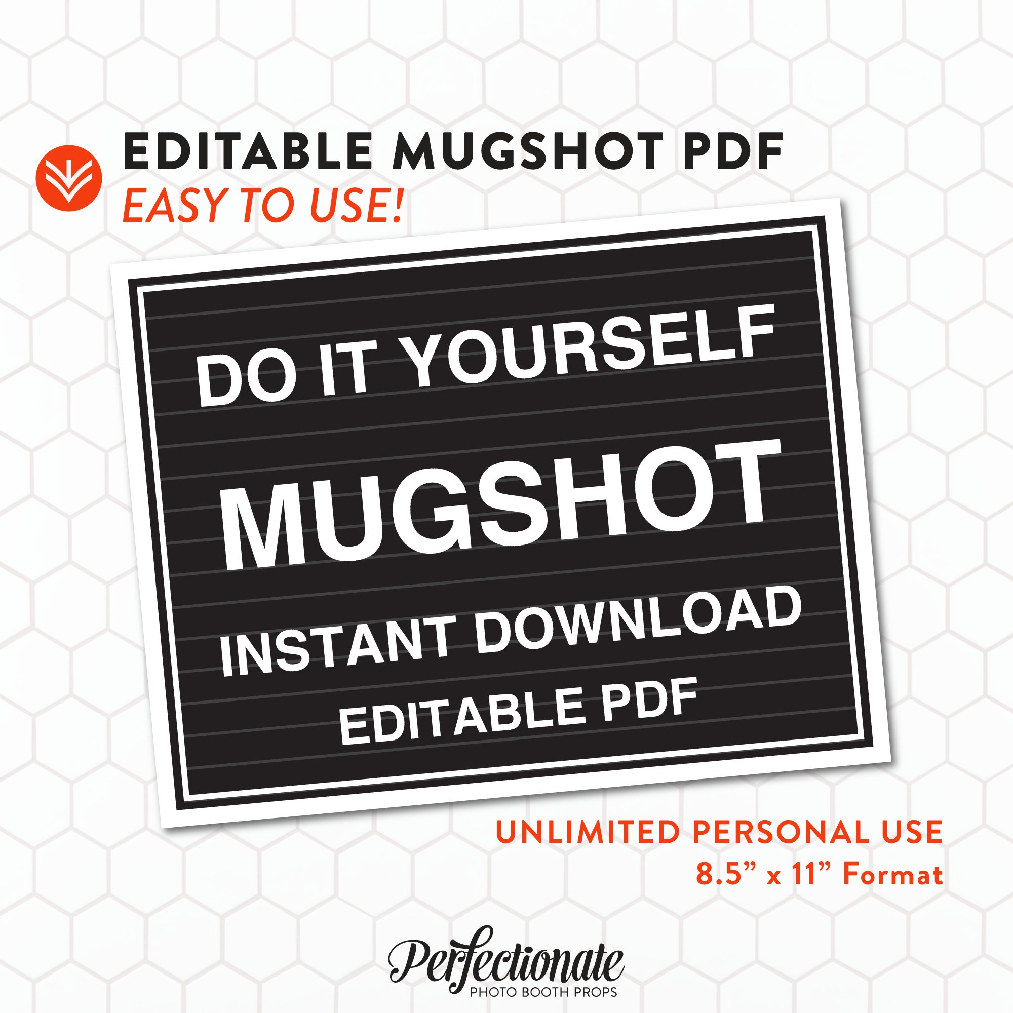 DIY Mugshot Sign Mugshot Template Unlimited Personal Use Instant Download Editable PDF Etsy