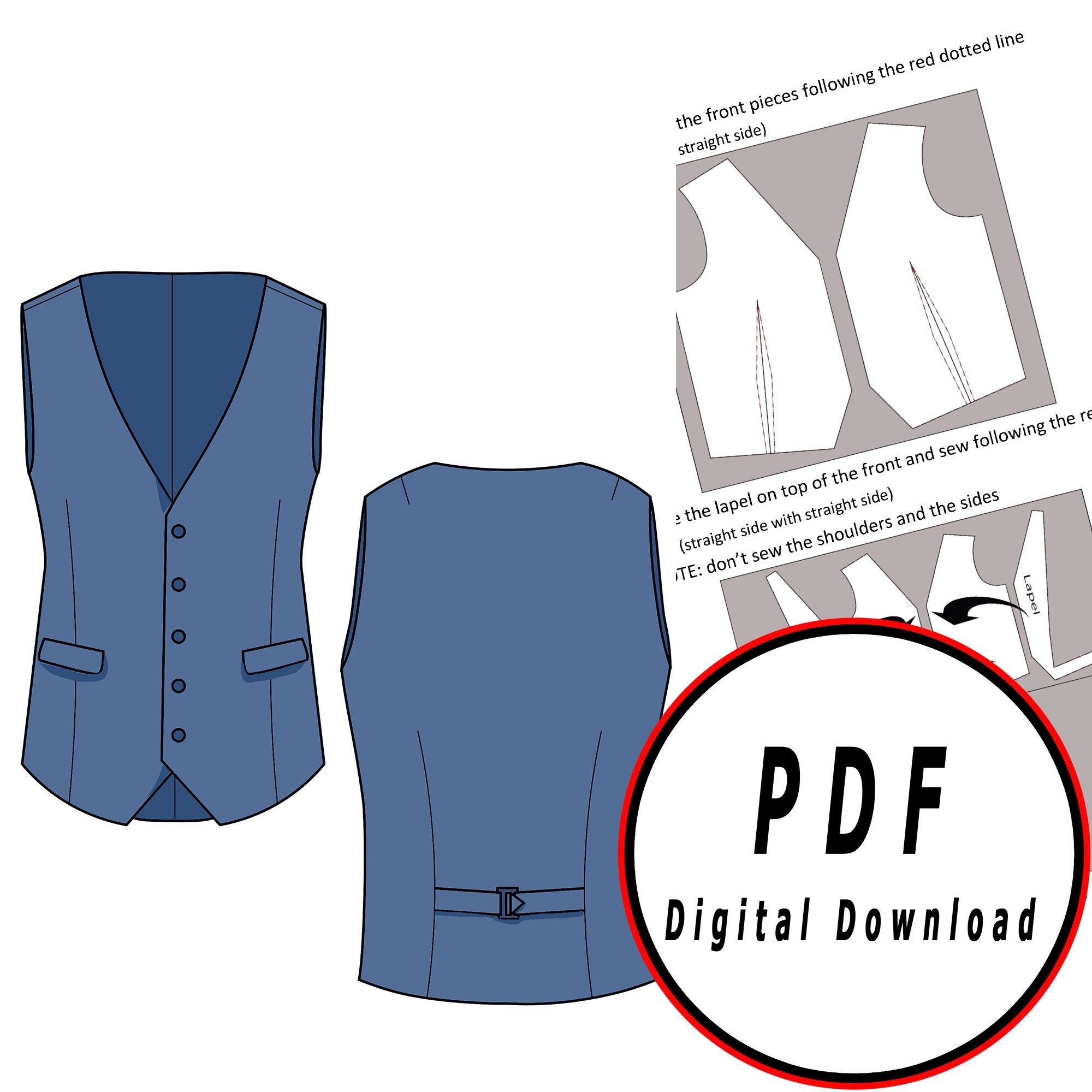 DIY Vest Template Pattern Blueprint Pdf Vector Printable Digital Download Cosplay Costume Larp Pdf Etsy Sweden