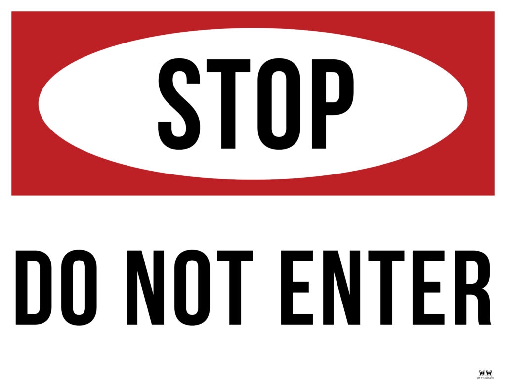 do not enter printable signs
