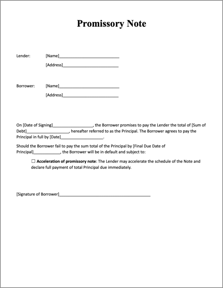Download Free Promissory Note Template Signeasy
