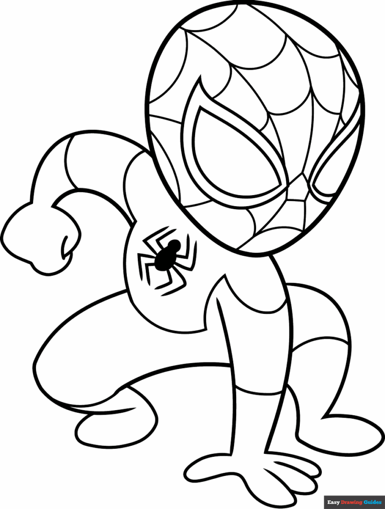 Easy Cartoon Spider Man Coloring Page Easy Drawing Guides