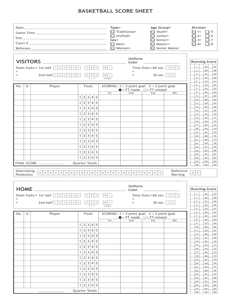 basketball statistics sheet printable