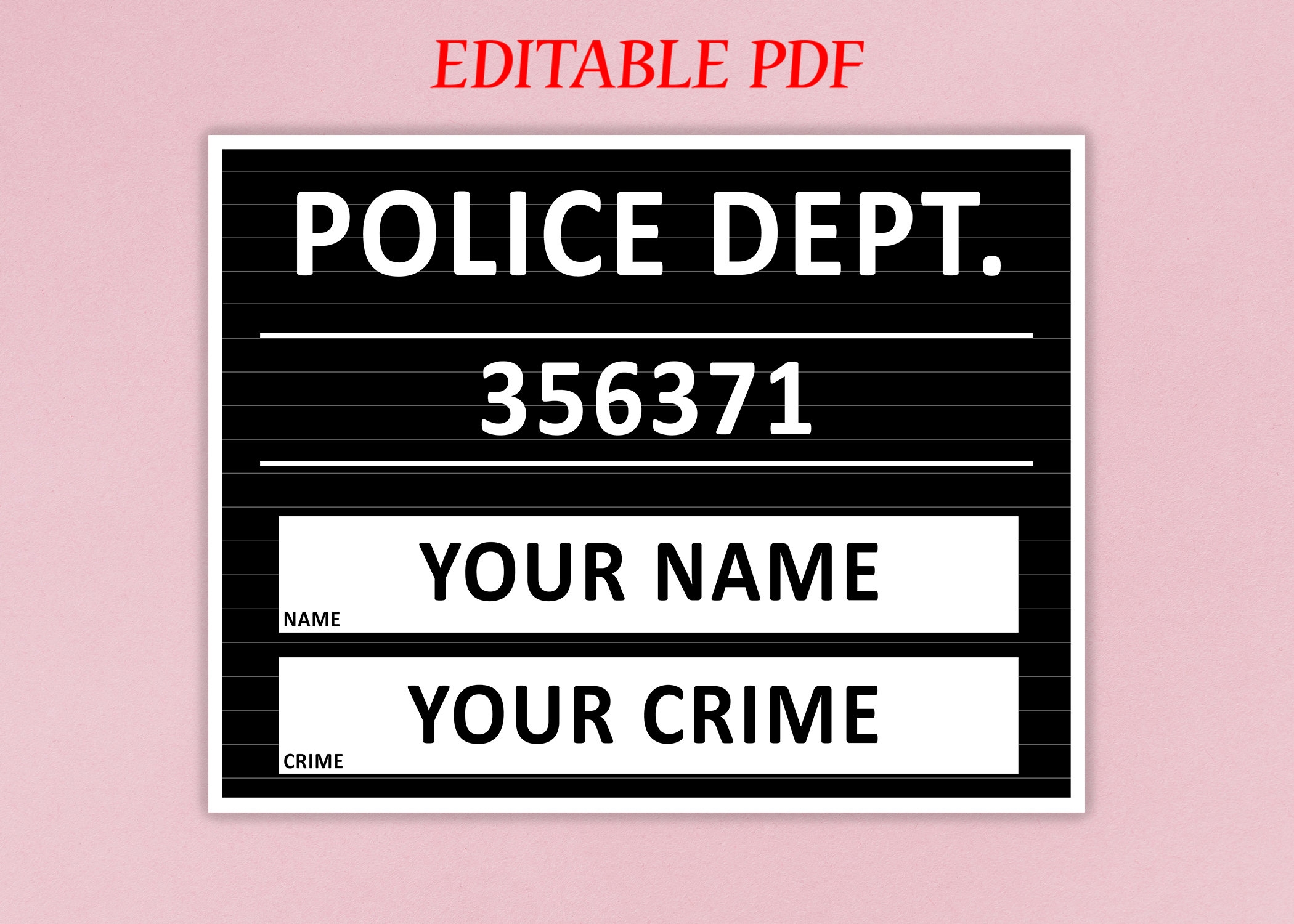 Editable Mugshot For Parties PDF Etsy
