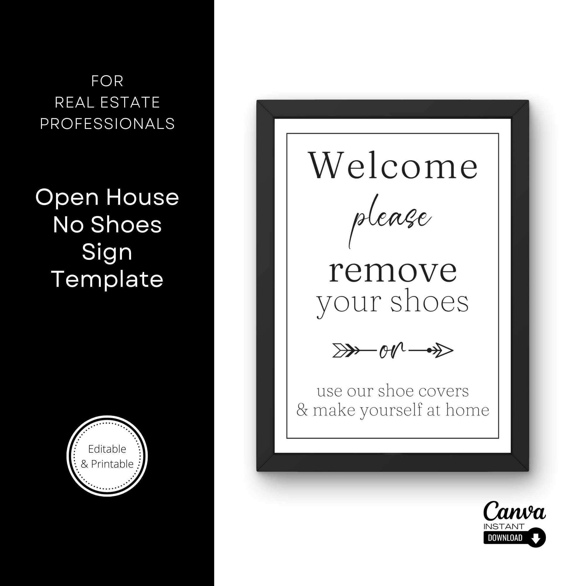 Editable No Shoes Sign Template Open House Welcome printable Etsy