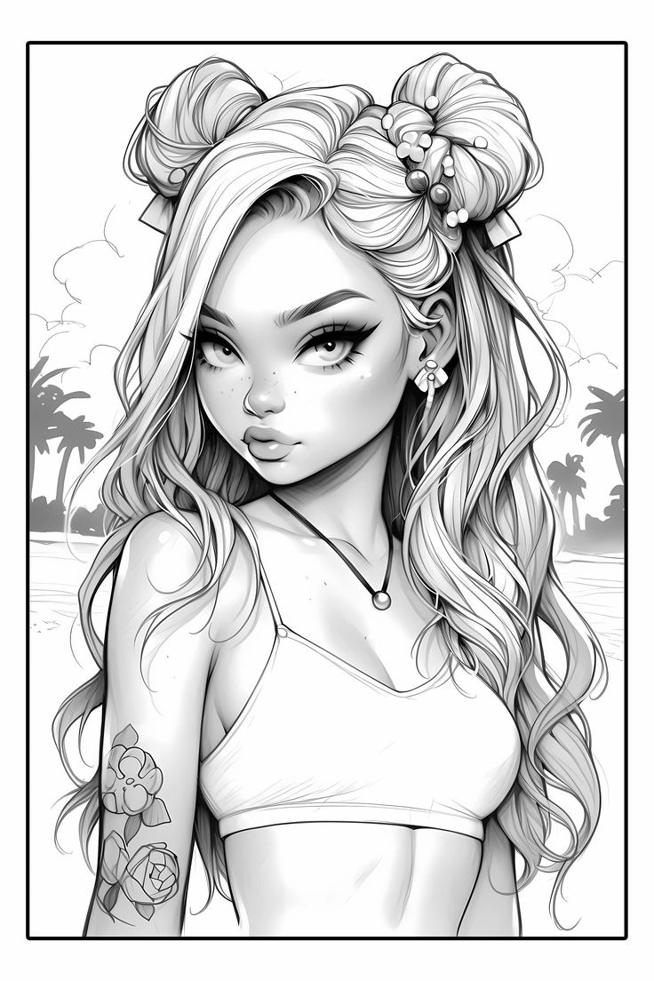 Enchanting Manga Inspired Girl Coloring Page Fun Printable Art For Creative Minds