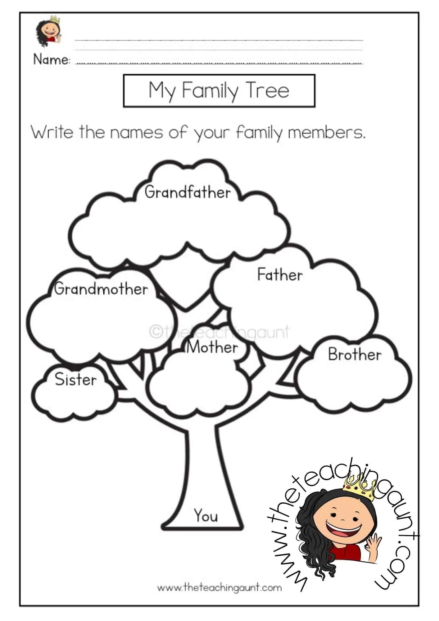 family tree worksheet printable