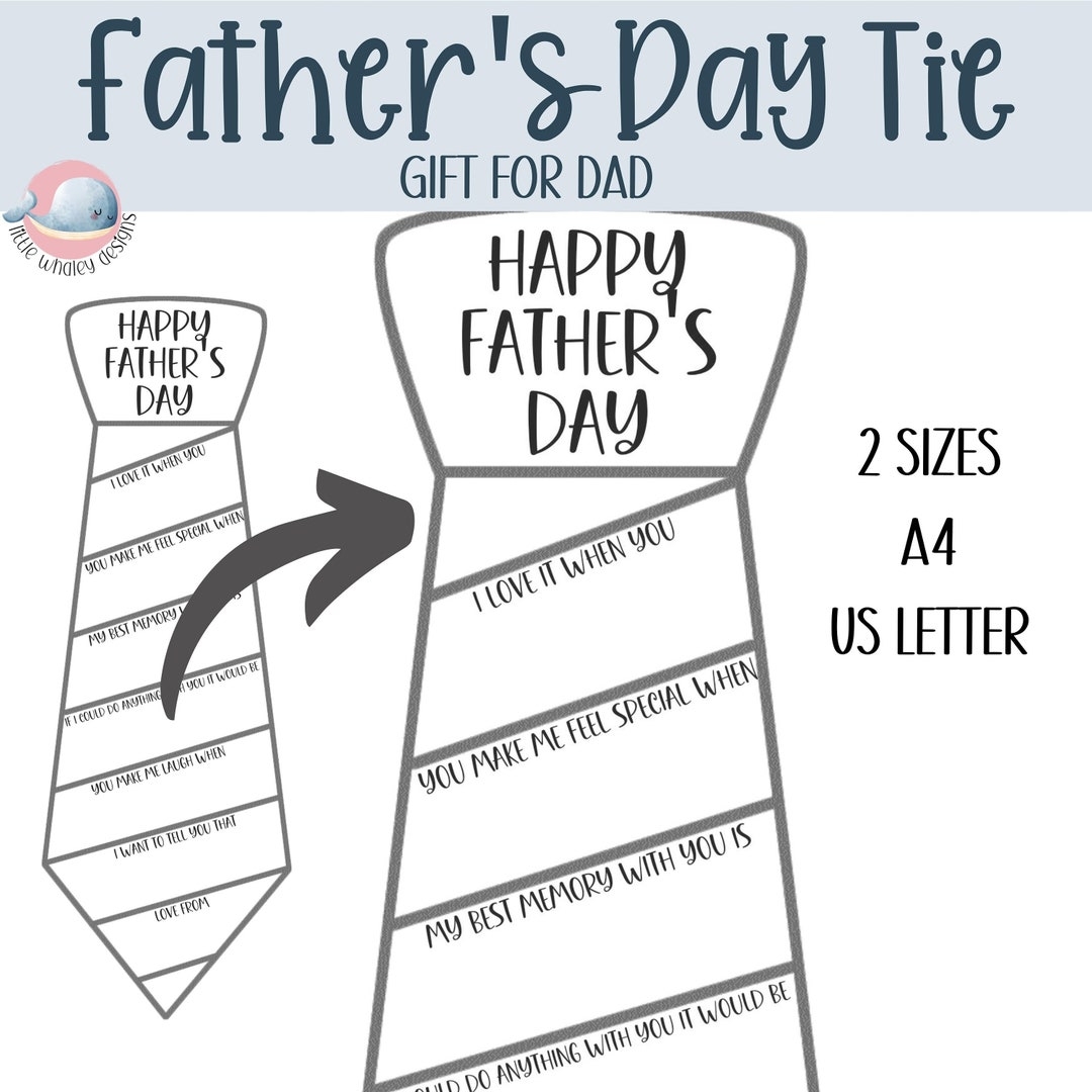 Fathers Day Tie Printable Dad Tie Paper All About My Dad Necktie Craft Fathers Day Craft Fathers Day Activity Lds Primary Dad Card Etsy