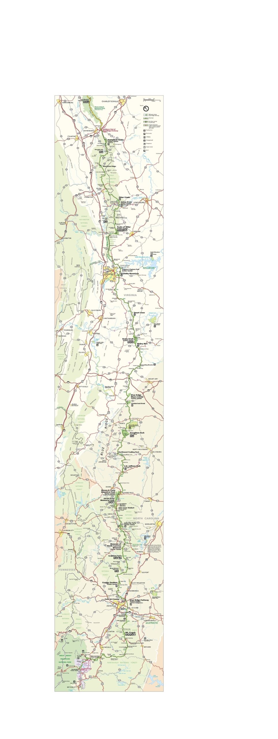 printable blue ridge parkway map