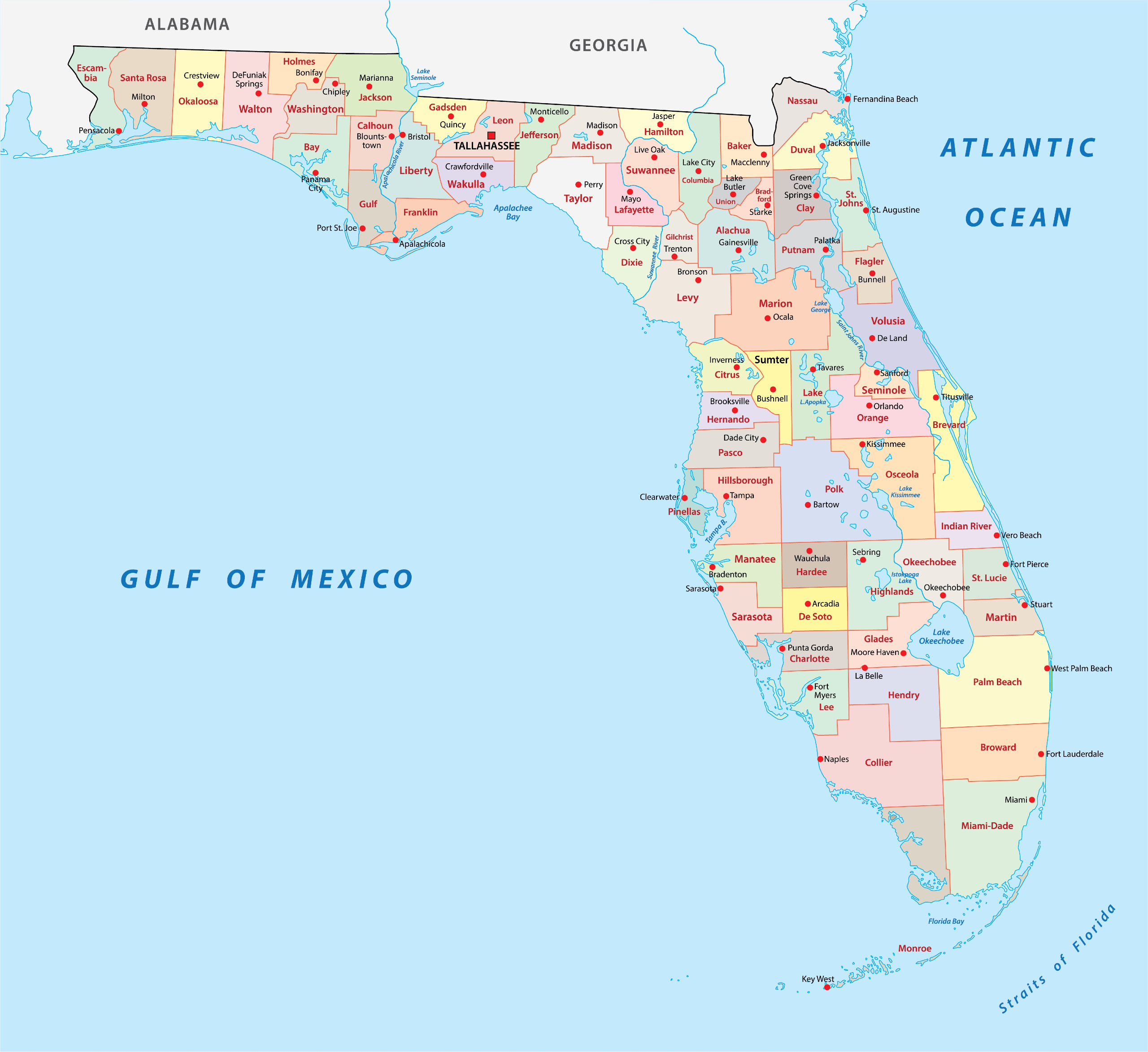 florida county map printable