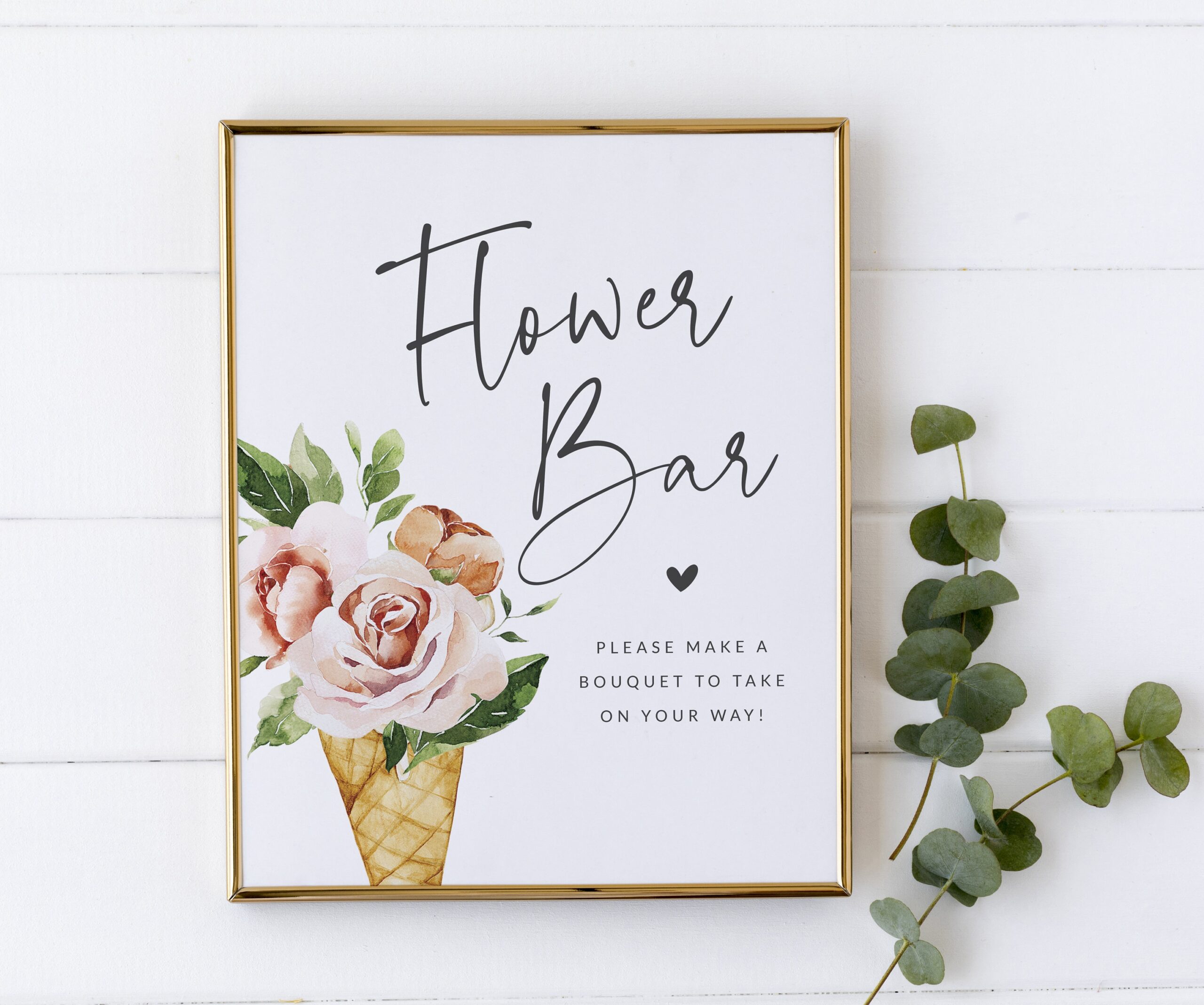 Flower Bar Sign 8x10 Printable Sign Ice Cream Themed Party Signage She s Been Scooped Up Bridal Shower DIY Bouquet Bar Sign Etsy