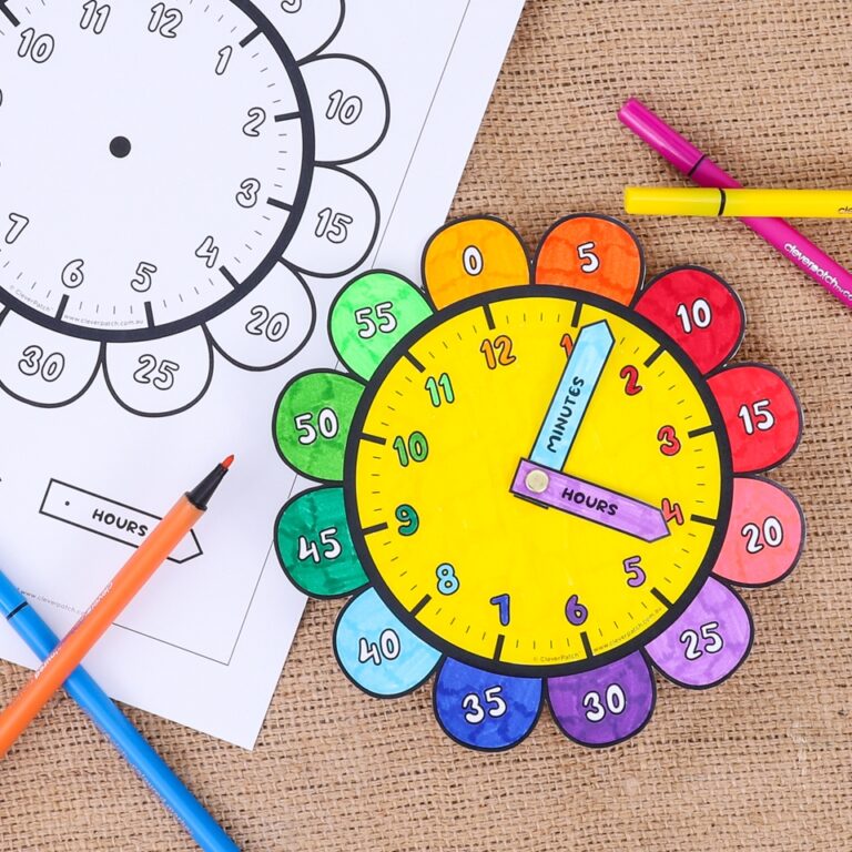 Flower Clock Paper Card CleverPatch CleverPatch Art Craft Supplies