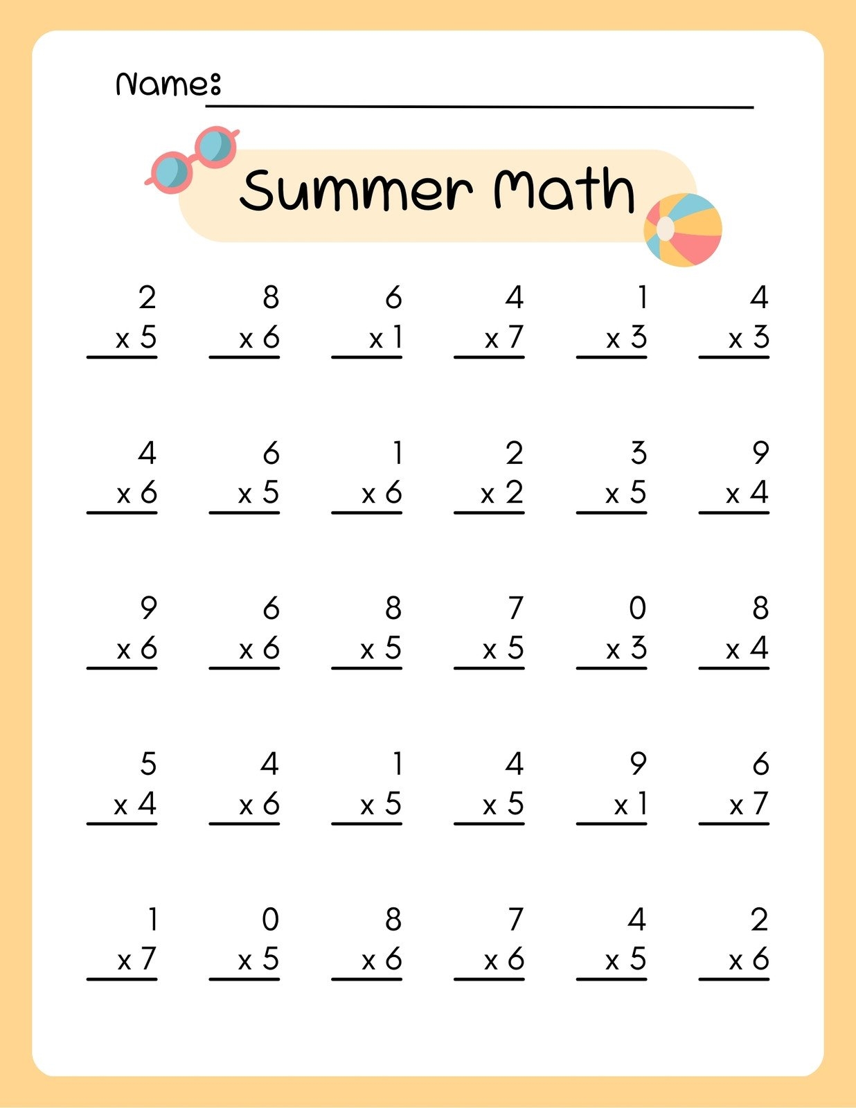 multiplication practice sheets printable