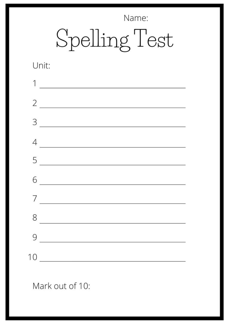 Free And Customizable Spelling Templates