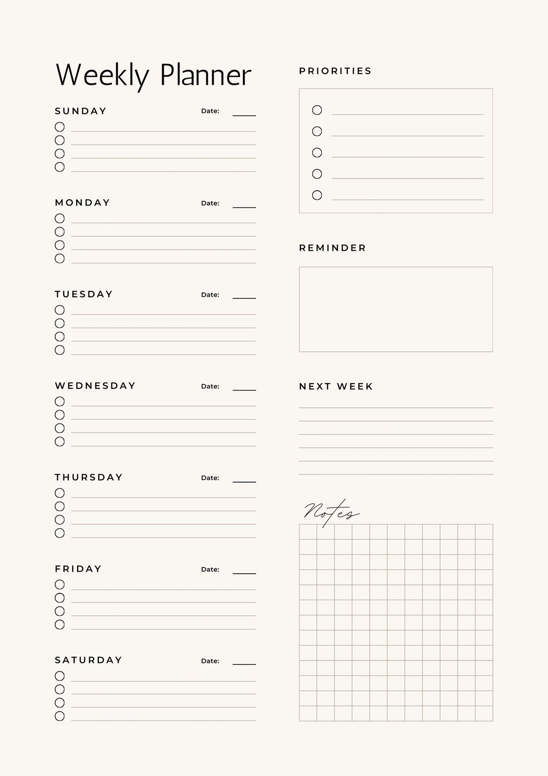 free printable planner sheets