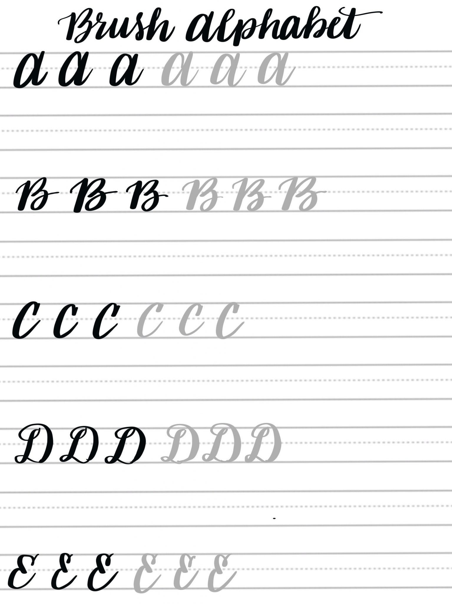 Free Brush Lettering Practice Sheets Uppercase Alphabet Amy Latta Creations