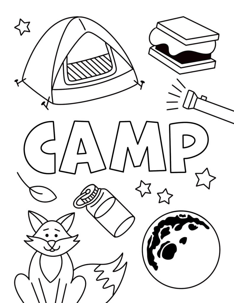 camping coloring sheets printable