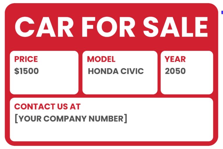 Free Car For Sale Sign Template To Edit Online